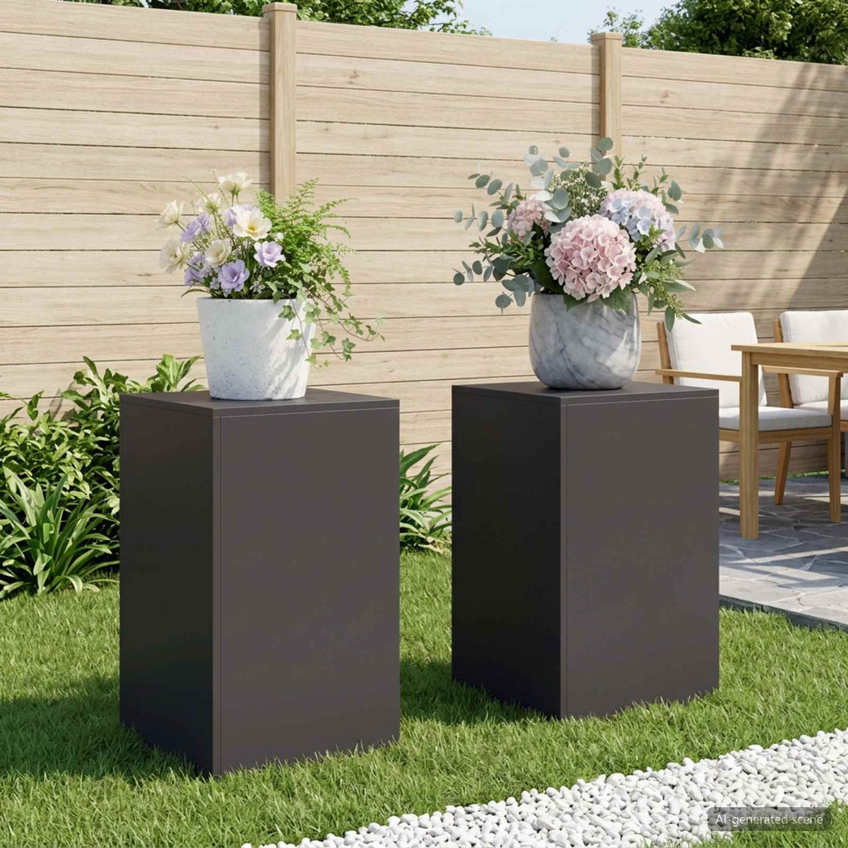 Plant Stand 30 x 30 x 40 cm Steel Black 2x (40 x 40 x 60 cm)