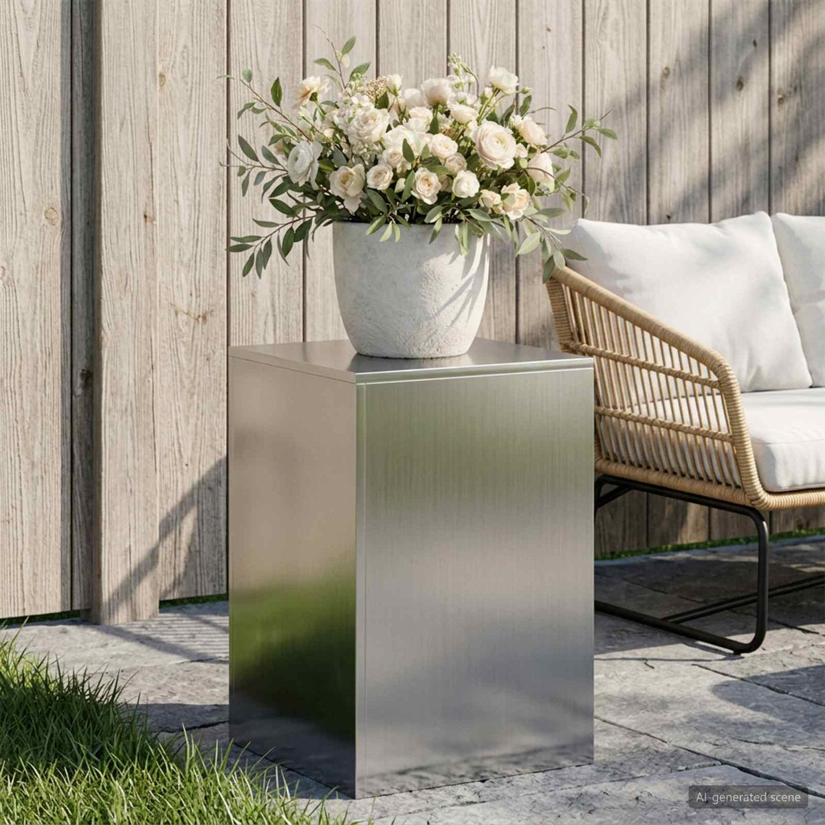 Plant Stand Silver 30 x 30 x 40 cm Steel Galvanised Steel 1x (40 x 40 x 60 cm)