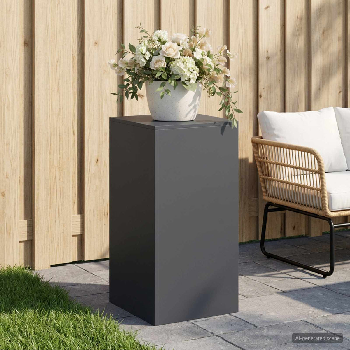 Plant Stand 2 pcs 24 x 24 x 35 cm Steel Anthracite 1x (40 x 40 x 80 cm)