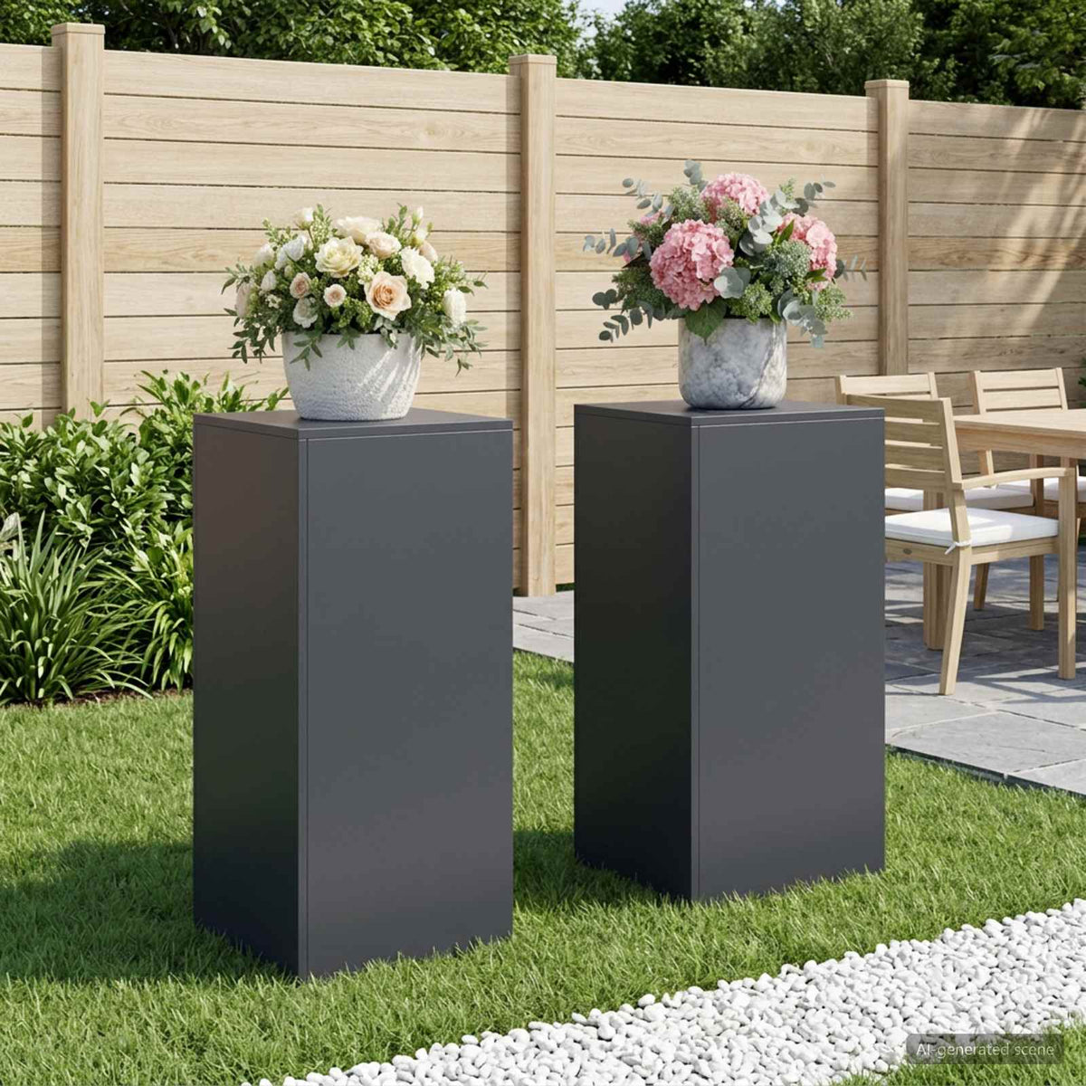 Plant Stand 2 pcs 24 x 24 x 35 cm Steel Anthracite 2x (40 x 40 x 80 cm)