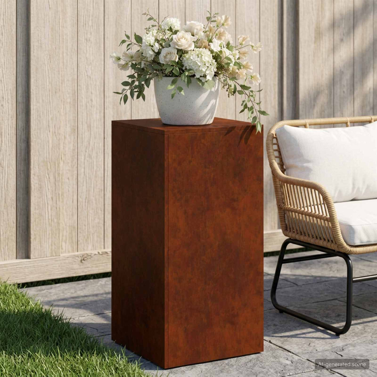 Plant Stand Rusty 30 x 30 x 40 cm Weathering Steel 1x (40 x 40 x 80 cm)