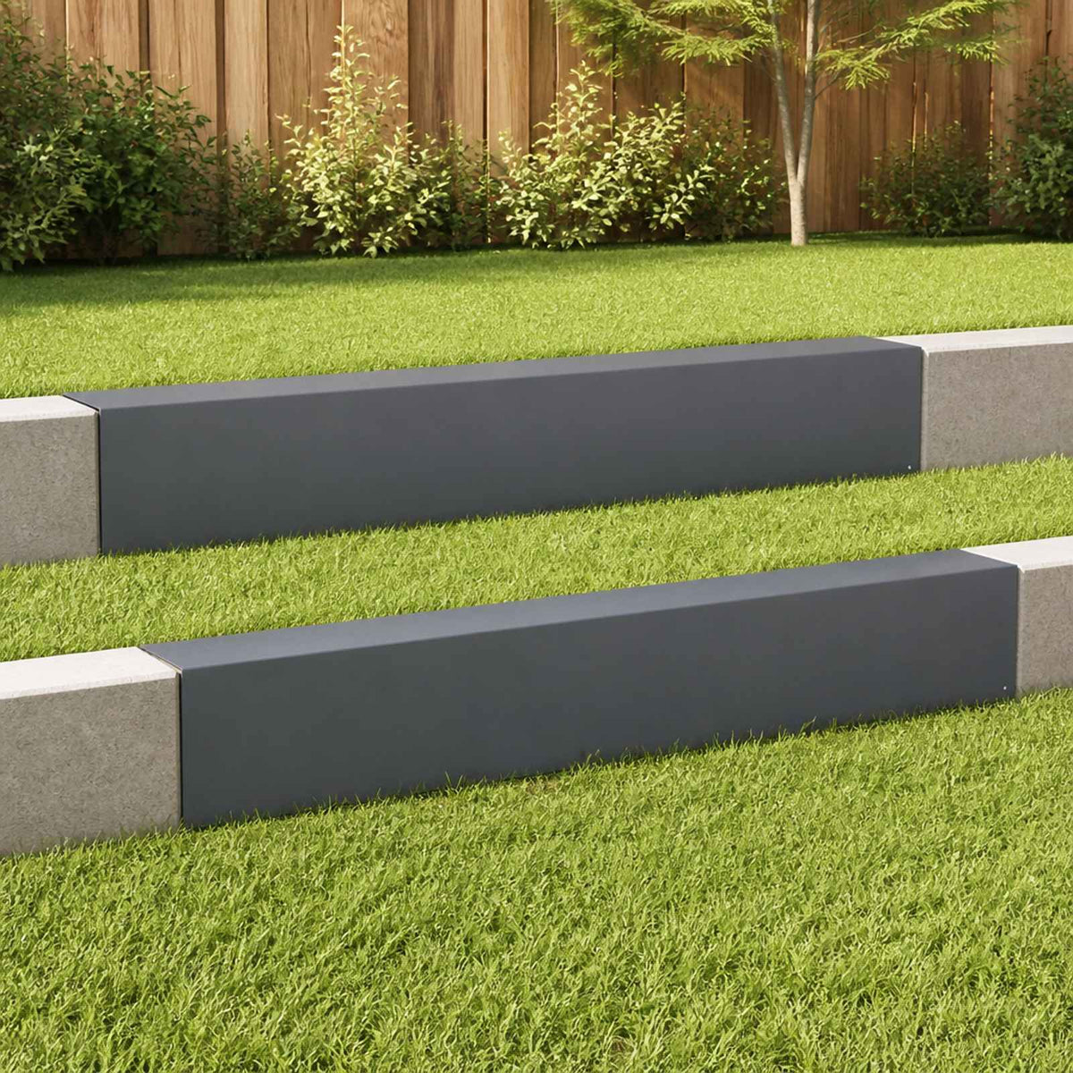 Garden Cover Profile 100 x 10 x 15 cm Steel 2 pcs Anthracite