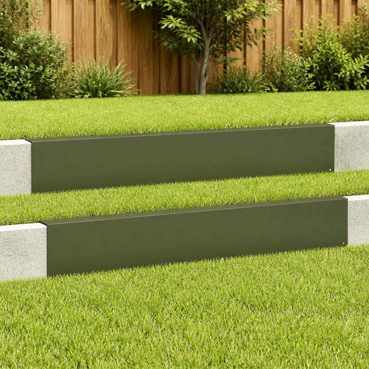 Garden Cover Profile 100 x 10 x 15 cm Steel 2 pcs Olive green