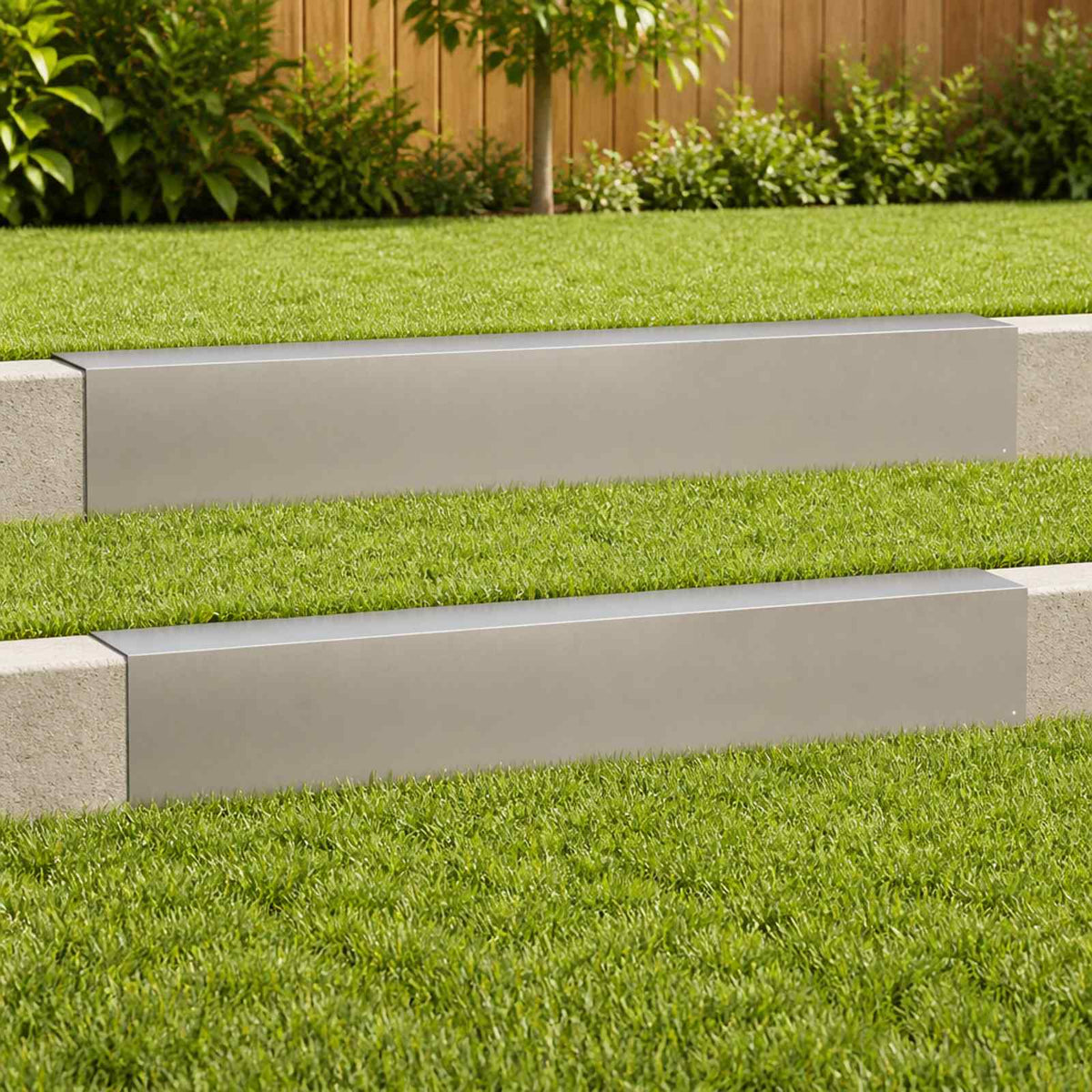 Garden Cover Profile 100 x 10 x 15 cm Steel 2 pcs Stainless steel