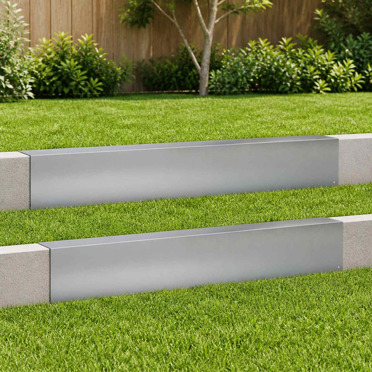 Garden Cover Profile 100 x 10 x 15 cm Steel 2 pcs Galvanised steel