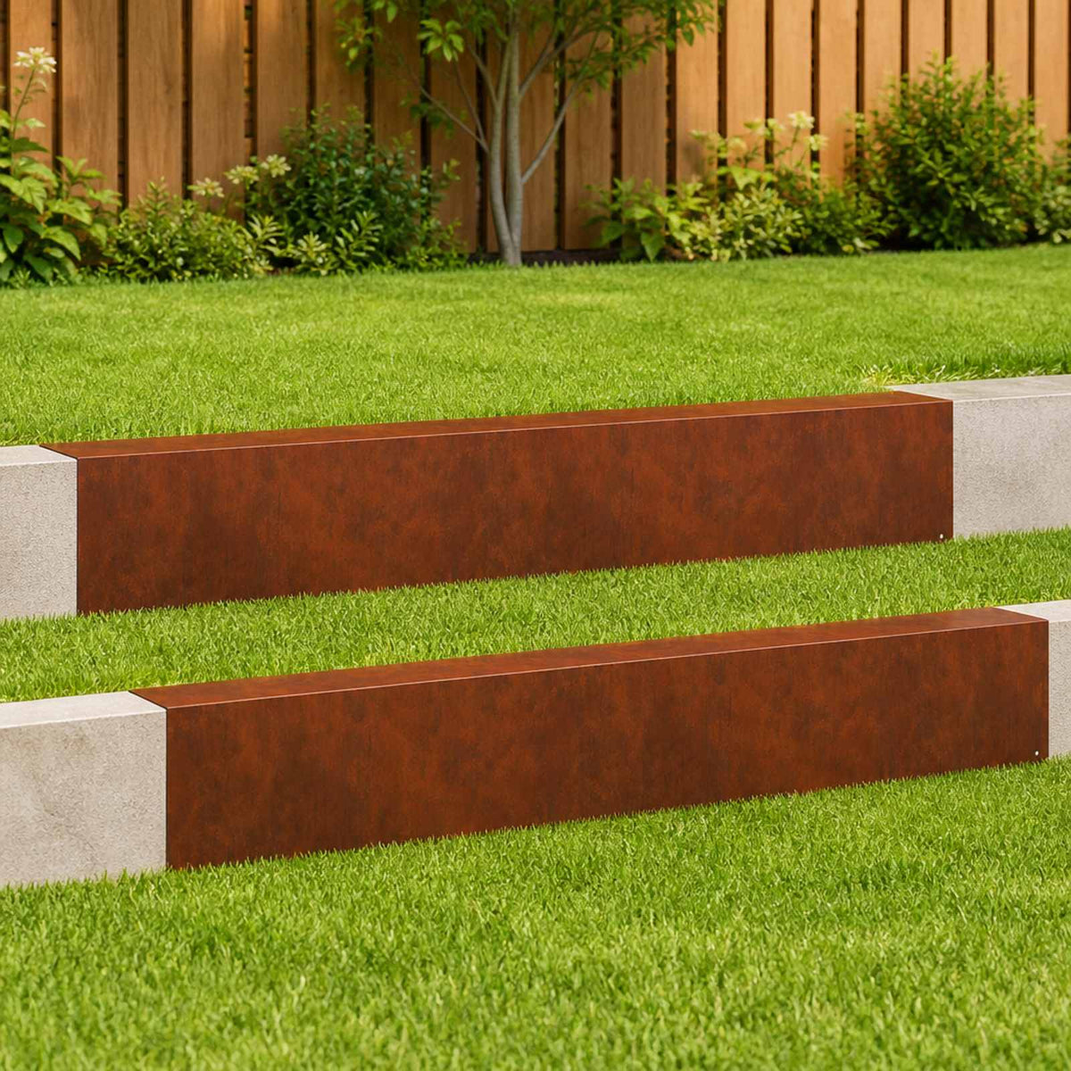 Garden Cover Profile 100 x 10 x 15 cm Steel 2 pcs Weathering steel