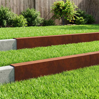 Garden Cover Profile 100 x 15 cm Steel 10 pcs Depth 10 cm Weathering steel