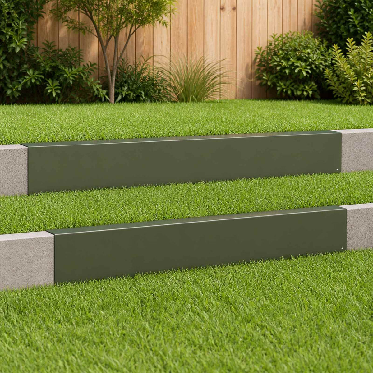 Garden Cover Profile 100 x 5 x 15 cm Steel 2 pcs Olive green