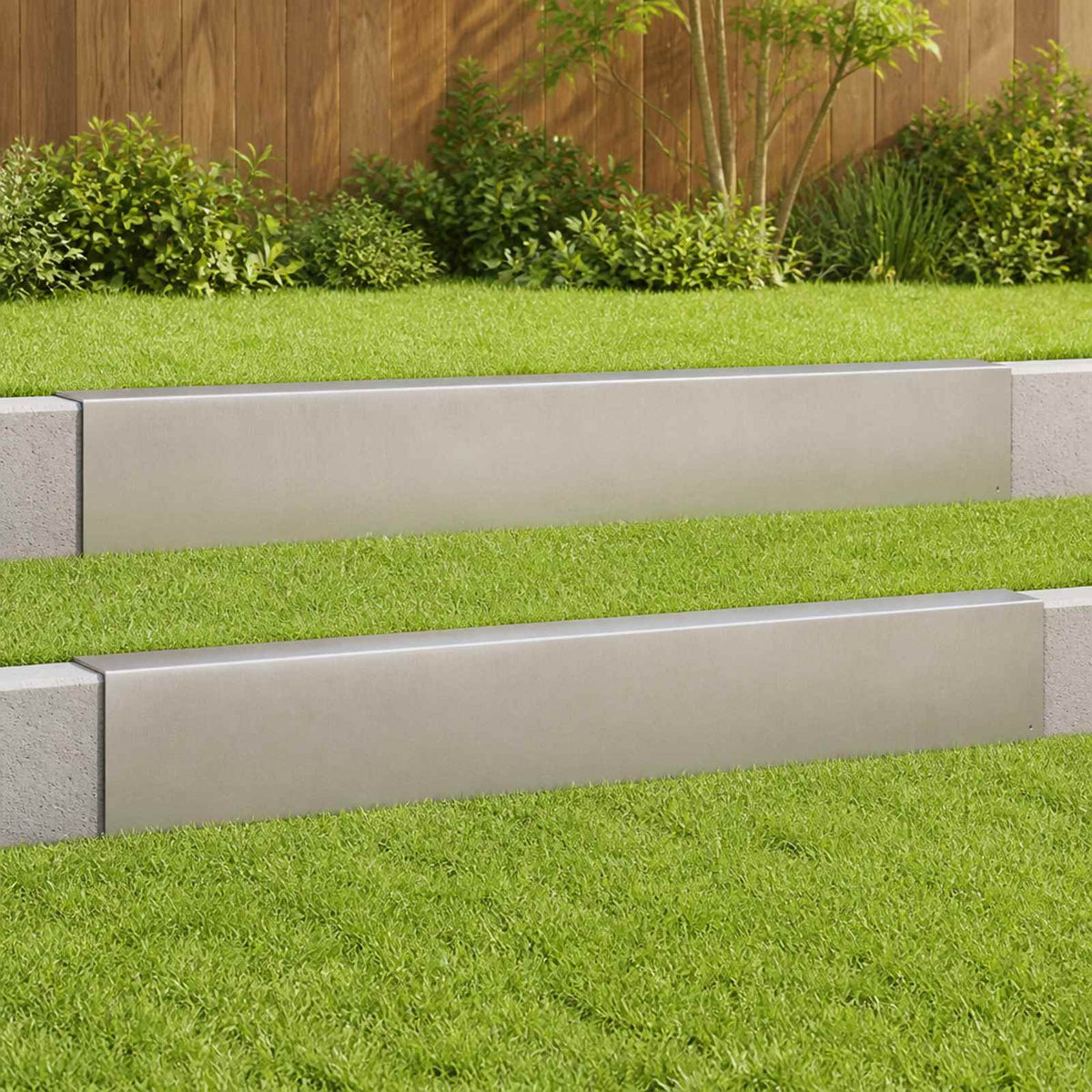 Garden Cover Profile 100 x 5 x 15 cm Steel 2 pcs Stainless steel