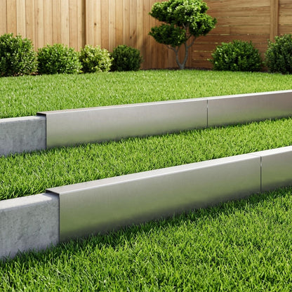 vidaXL Garden Cover Profile 10 pcs 100 x 5 x 15 cm Stainless Steel 1