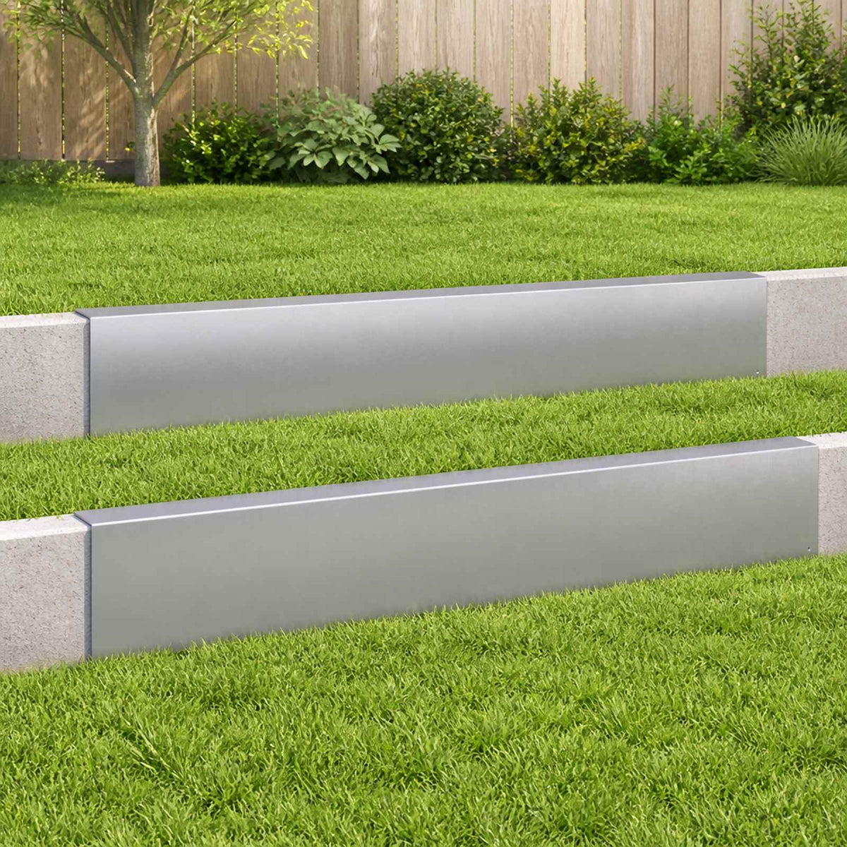 Garden Cover Profile 100 x 5 x 15 cm Steel 2 pcs Galvanised steel