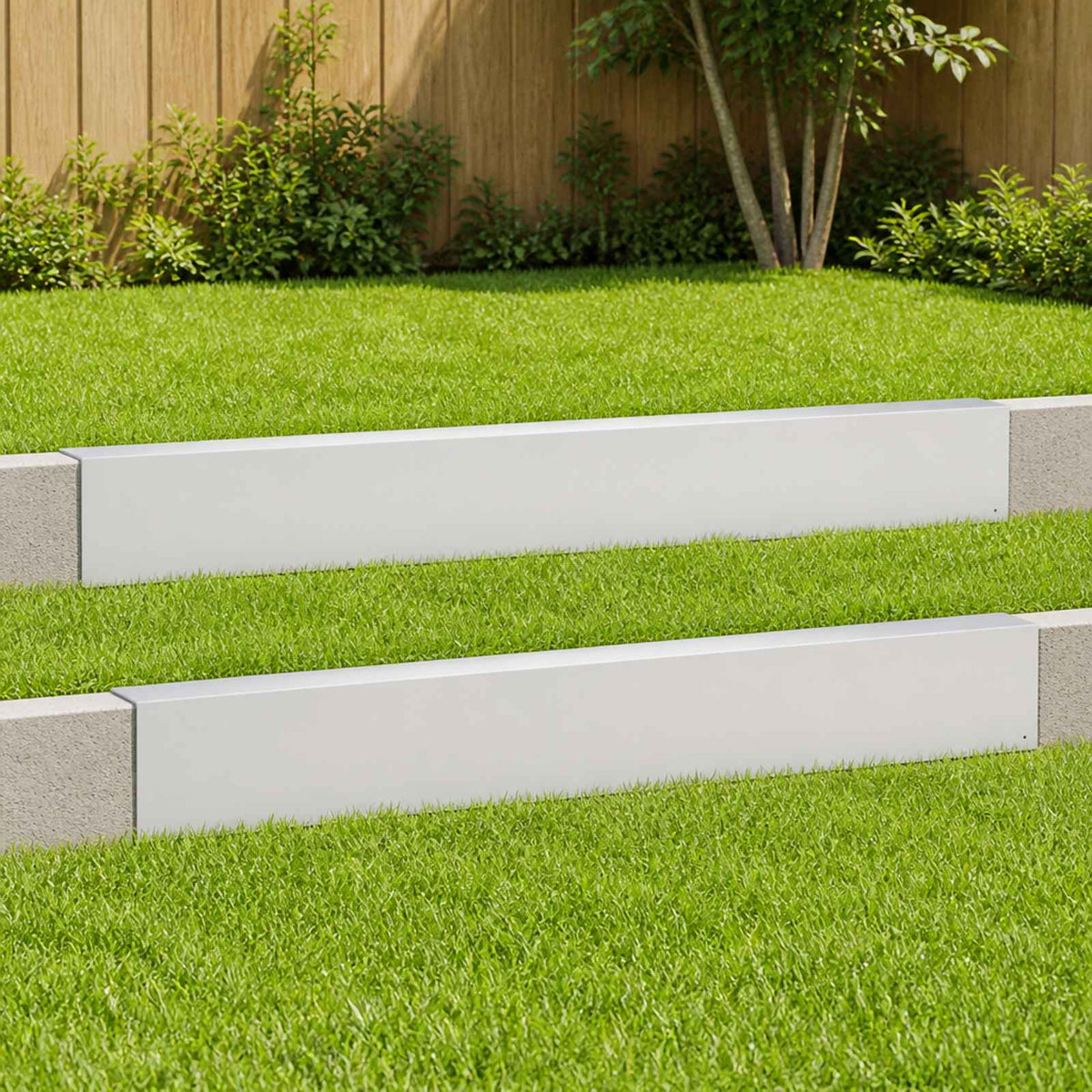 Garden Cover Profile 100 x 6 x 15 cm Steel 2 pcs White