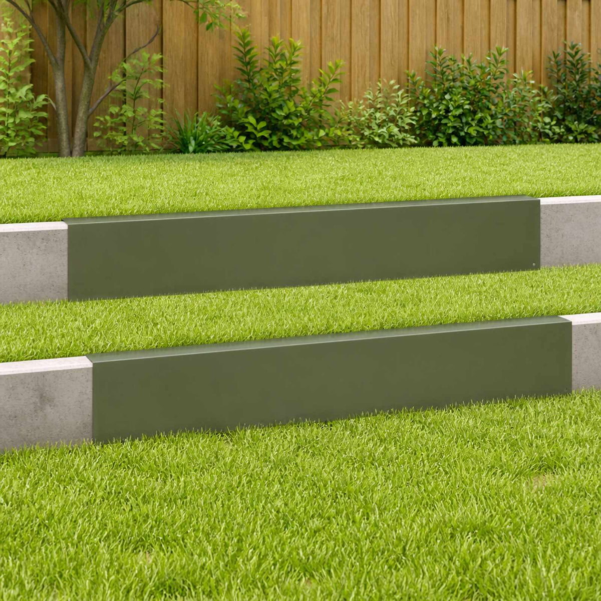 Garden Cover Profile 100 x 6 x 15 cm Steel 2 pcs Olive green