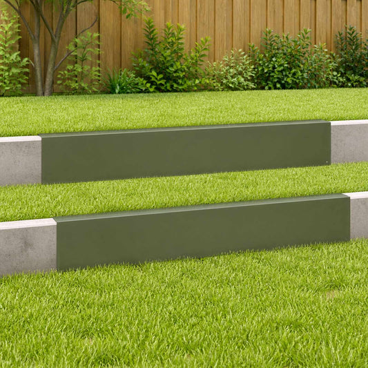 Garden Cover Profile 100 x 6 x 15 cm Steel 2 pcs Olive green
