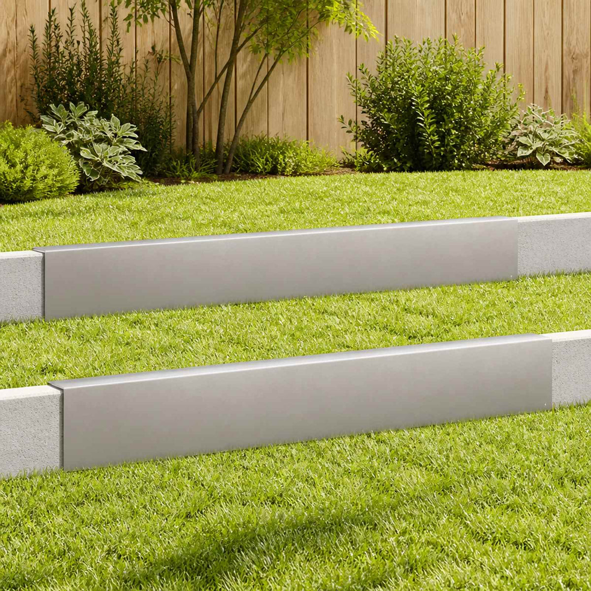 Garden Cover Profile 100 x 6 x 15 cm Steel 2 pcs Stainless steel