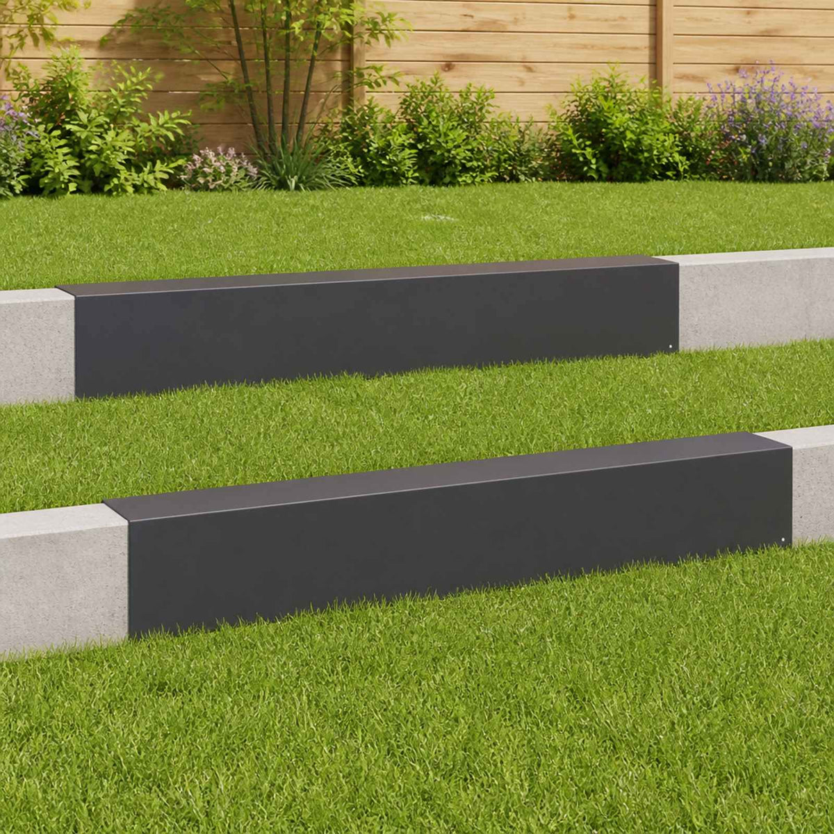 Garden Cover Profile 100 x 15 x 15 cm Steel 2 pcs Black