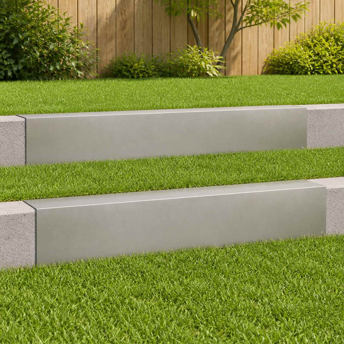 Garden Cover Profile 100 x 15 x 15 cm Steel 2 pcs Stainless steel