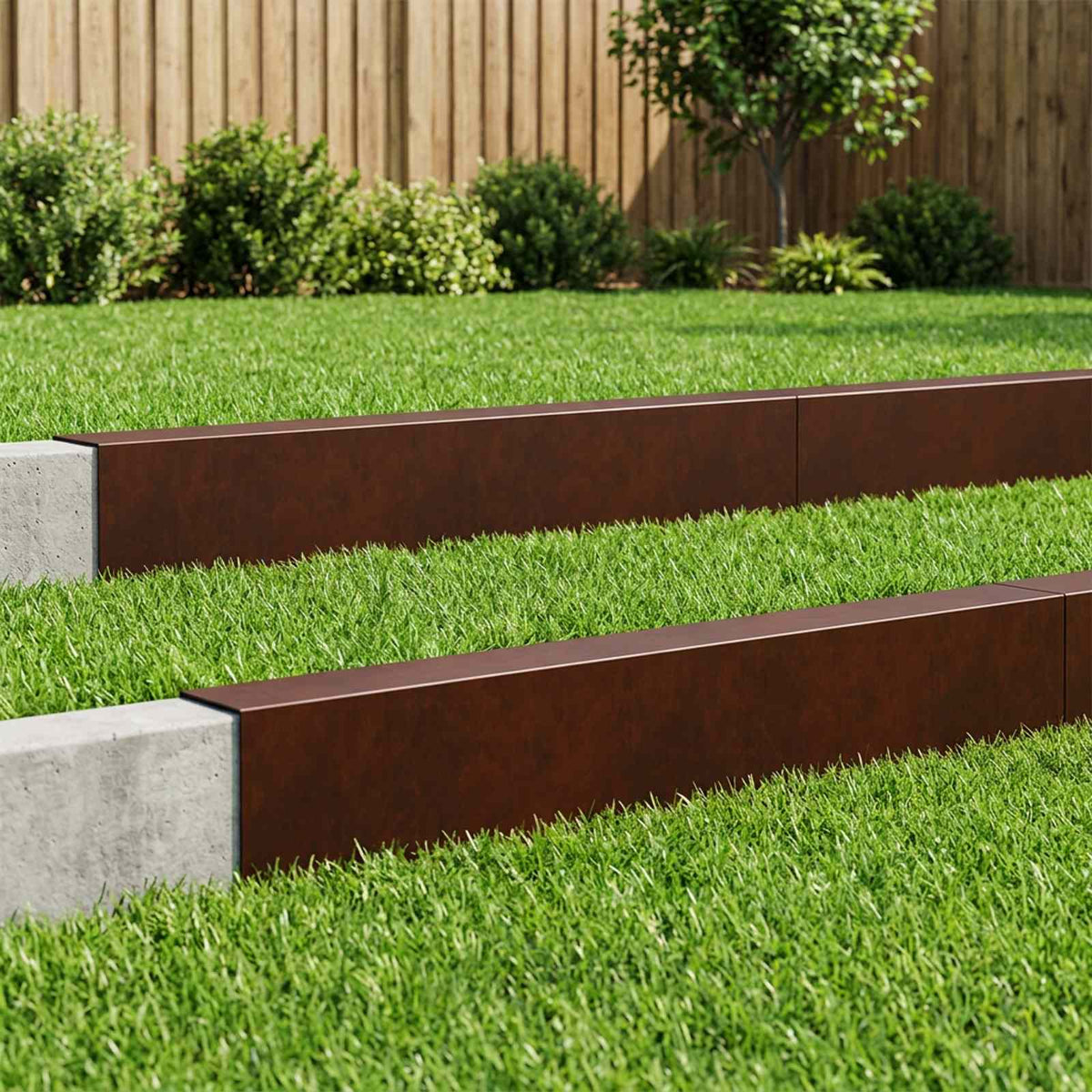 Garden Cover Profile 100 x 15 x 15 cm Steel 10 pcs Weathering steel