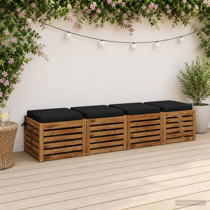 Seat Cushions SOEST 100% Polyester Anthracite 4 pcs Height 7 cm Width 50 cm Black (melange)