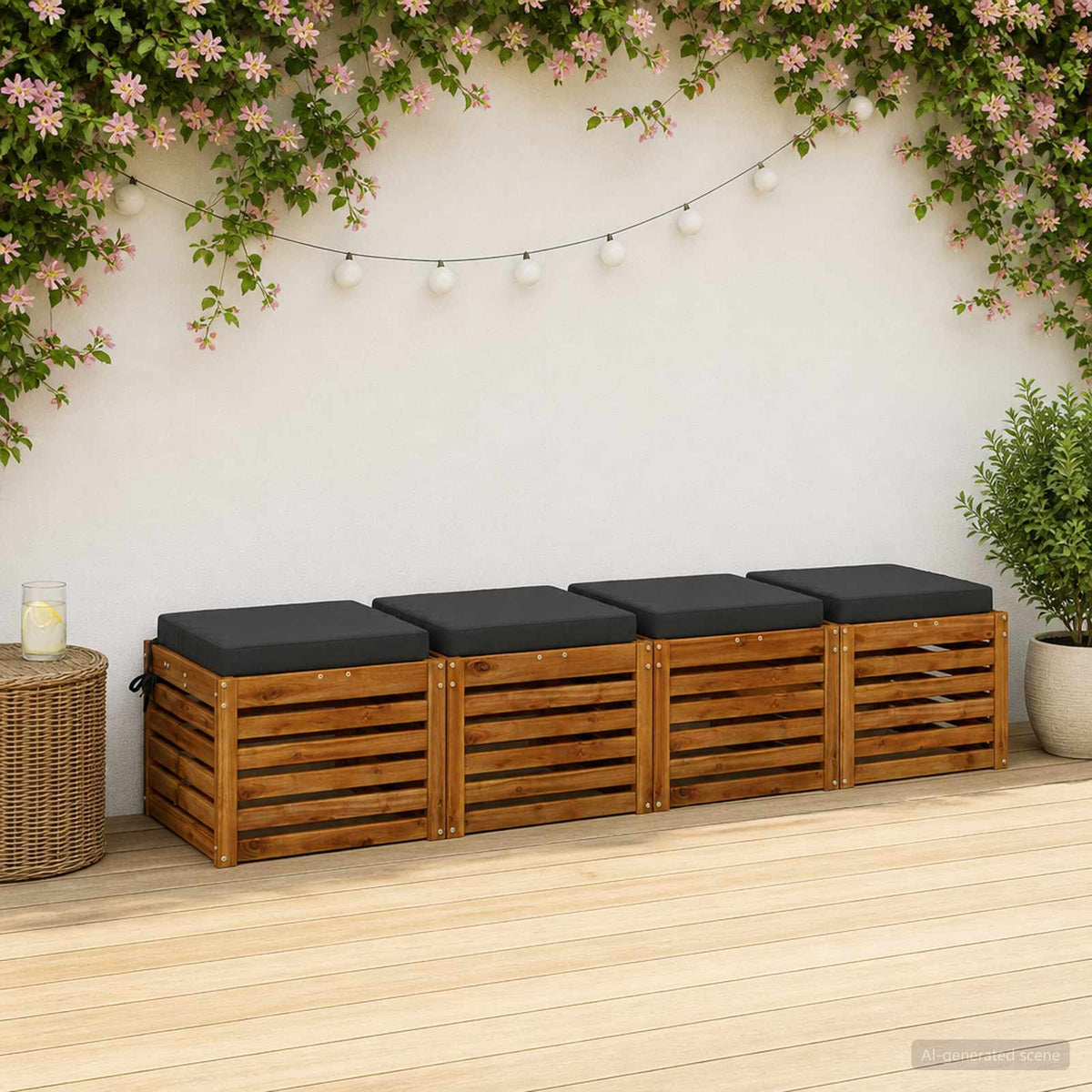 Seat Cushions SOEST 100% Polyester Anthracite 4 pcs Height 7 cm Width 50 cm Anthracite (polyester)