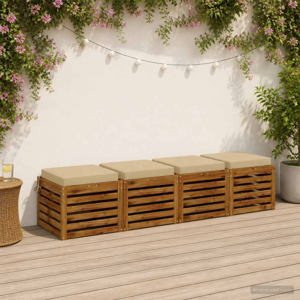 Seat Cushions SOEST 100% Polyester Anthracite 4 pcs Height 7 cm Width 50 cm Beige (polyester)