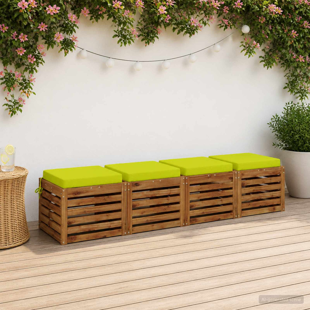 Seat Cushions SOEST 100% Polyester Anthracite 4 pcs Height 7 cm Width 50 cm Bright green (polyester)