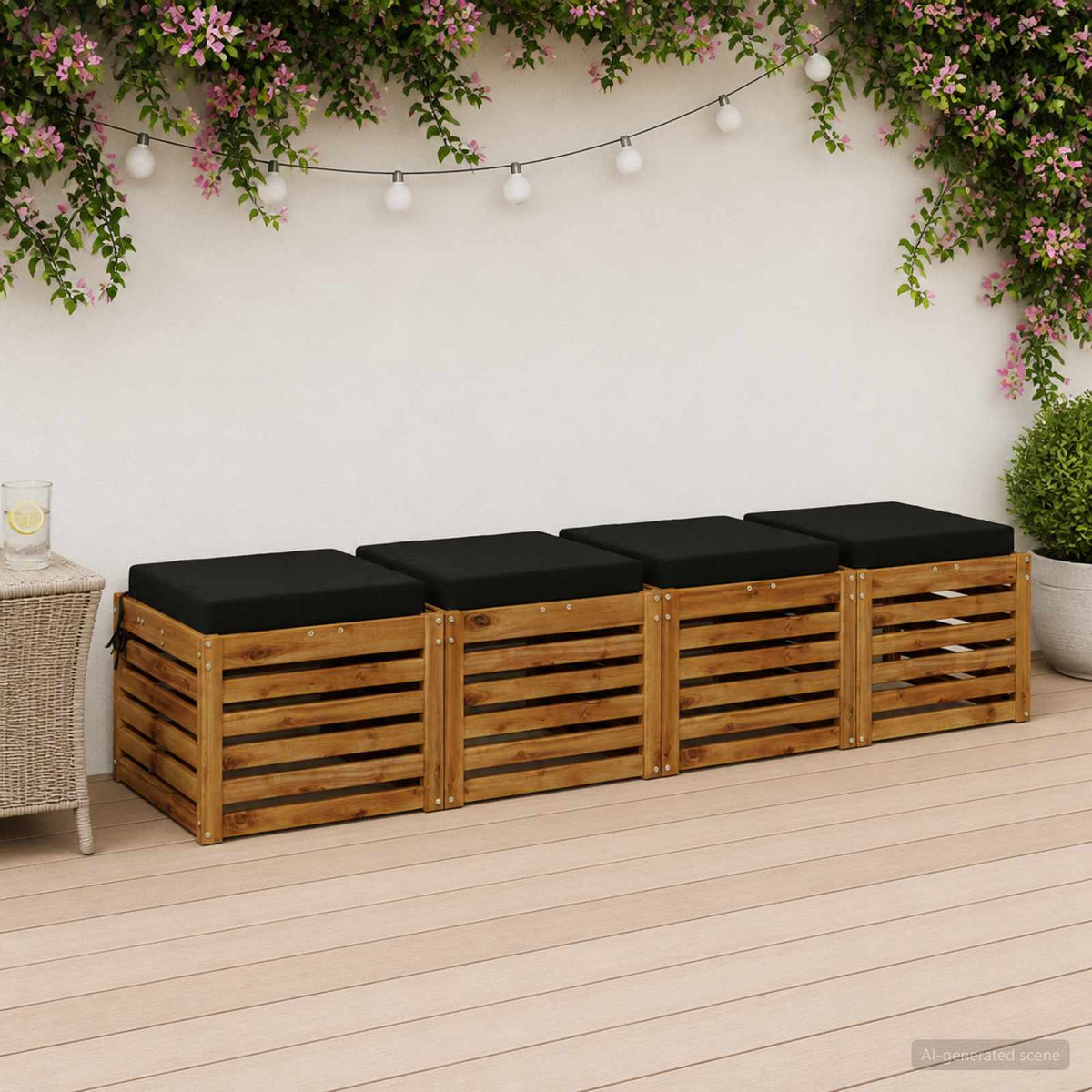 Seat Cushions SOEST 100% Polyester Anthracite 4 pcs Height 7 cm Width 50 cm Black (polyester)