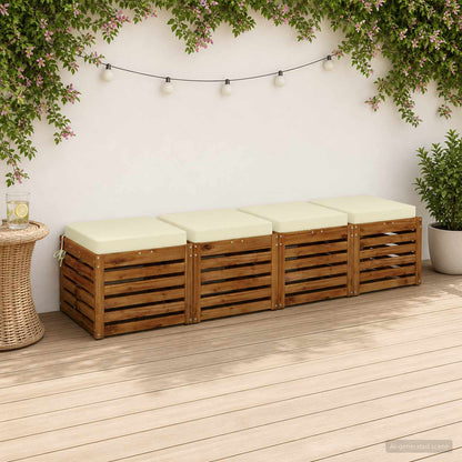Seat Cushions SOEST 100% Polyester Anthracite 4 pcs Height 7 cm Width 50 cm Cream (polyester)