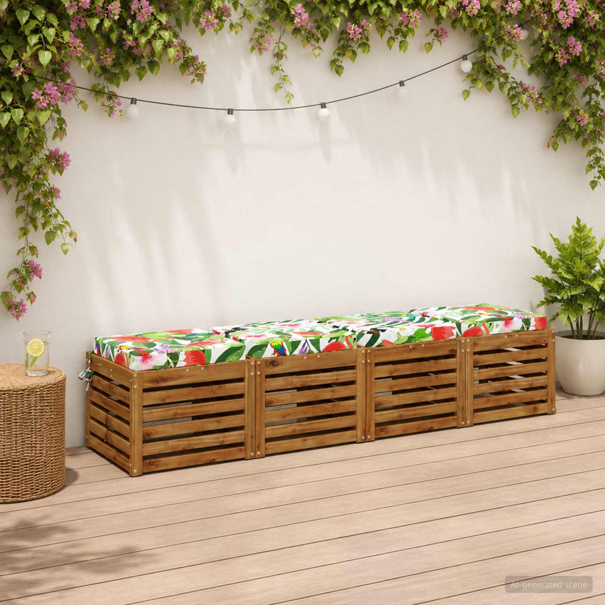 Seat Cushions SOEST 100% Polyester Anthracite 4 pcs Height 7 cm Width 50 cm Multicolour (polyester)