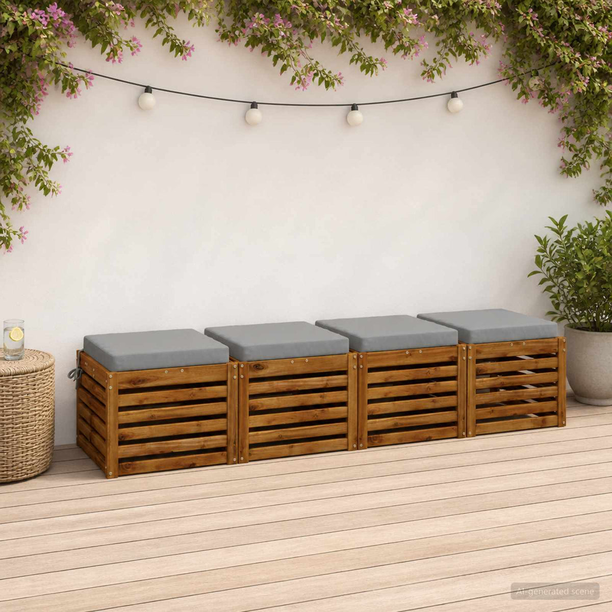 Seat Cushions SOEST 100% Polyester Anthracite 4 pcs Height 7 cm Width 50 cm Grey (polyester)