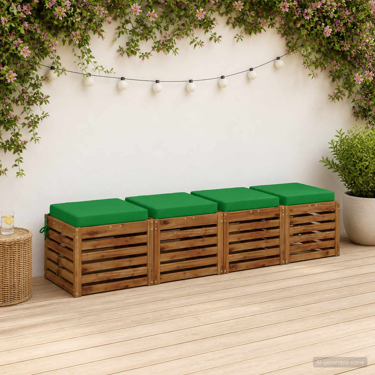 Seat Cushions SOEST 100% Polyester Anthracite 4 pcs Height 7 cm Width 50 cm Green (polyester)