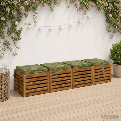 Seat Cushions SOEST 100% Polyester Anthracite 4 pcs Height 7 cm Width 50 cm Leaf design (polyester)