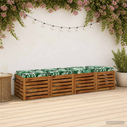 Seat Cushions SOEST 100% Polyester Anthracite 4 pcs Height 7 cm Width 50 cm Leaf pattern (polyester)