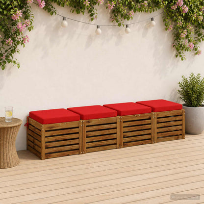 Seat Cushions SOEST 100% Polyester Taupe 50 x 50 x 7 cm 4 pcs Red (polyester)