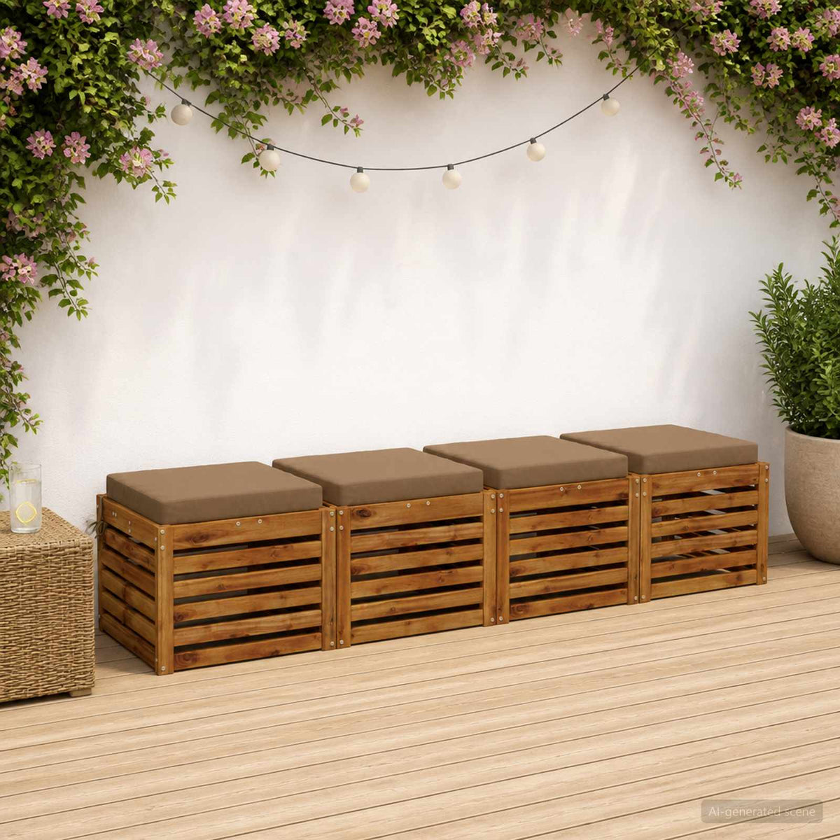 Seat Cushions SOEST 100% Polyester Taupe 50 x 50 x 7 cm 4 pcs Taupe (polyester)