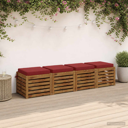 Seat Cushions SOEST 100% Polyester Taupe 50 x 50 x 7 cm 4 pcs Wine red (polyester)
