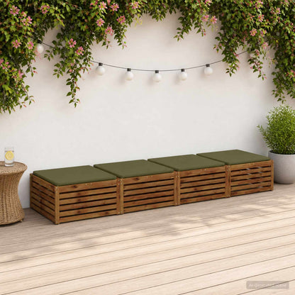 Seat Cushions SOEST 100% Polyester Anthracite 4 pcs Height 3 cm Width 80 cm Olive green (melange)