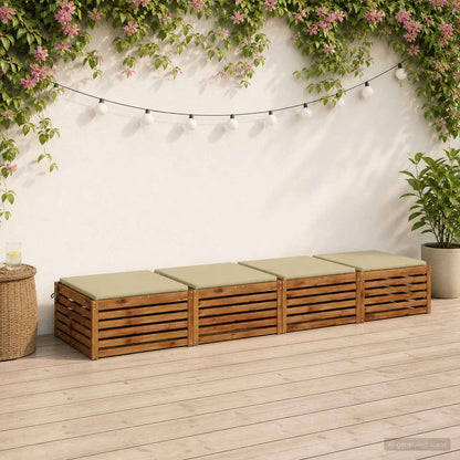 Seat Cushions SOEST 100% Polyester Anthracite 4 pcs Height 3 cm Width 80 cm Light green (melange)