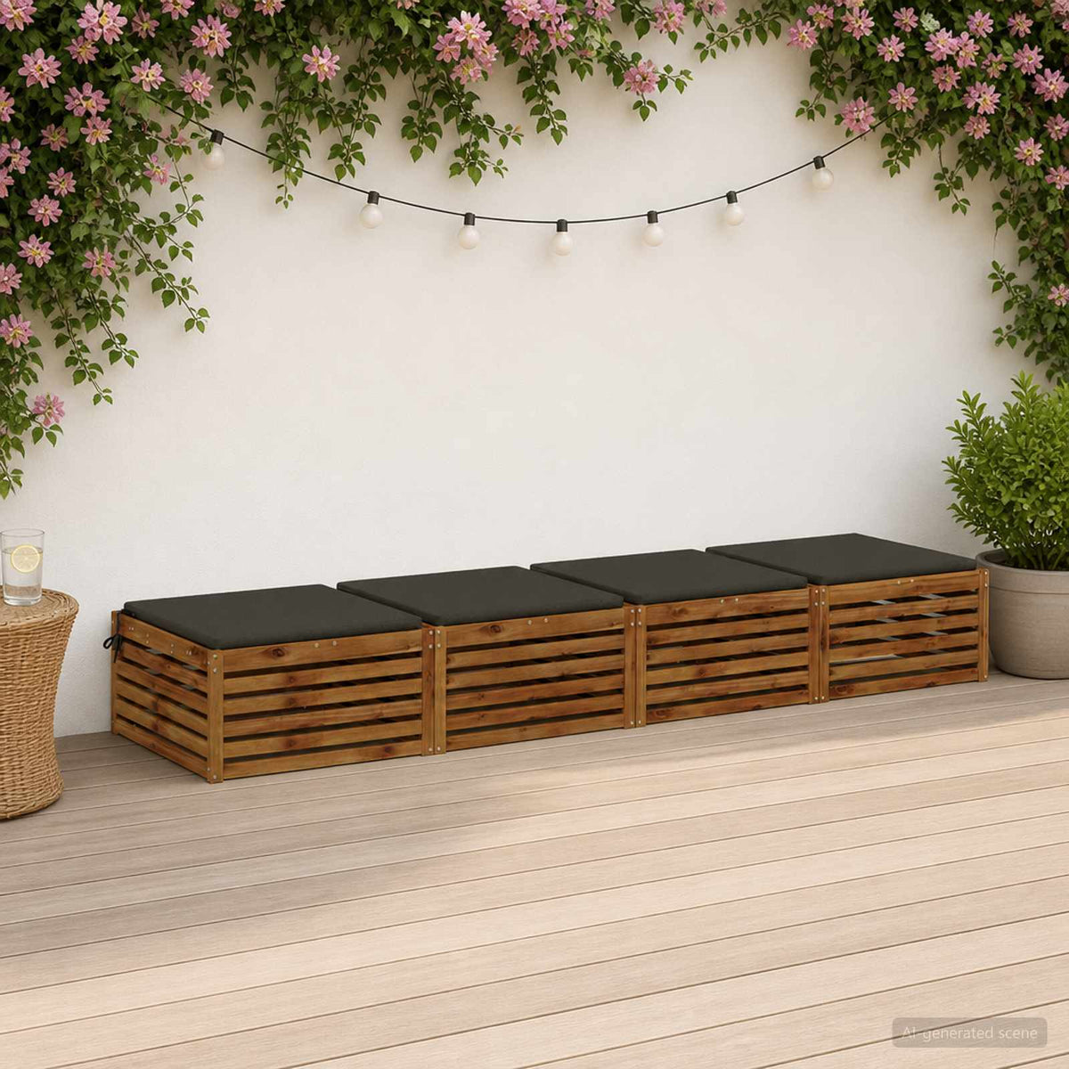 Seat Cushions SOEST 100% Polyester Anthracite 4 pcs Height 3 cm Width 80 cm Anthracite (melange)