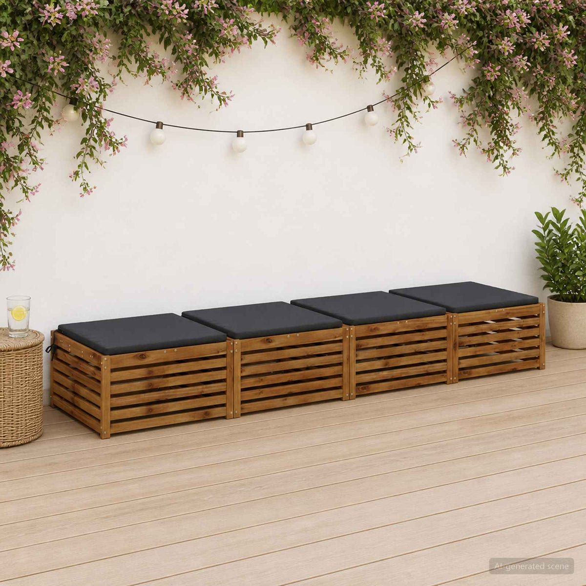 Seat Cushions SOEST 100% Polyester Anthracite 4 pcs Height 3 cm Width 80 cm Anthracite (polyester)