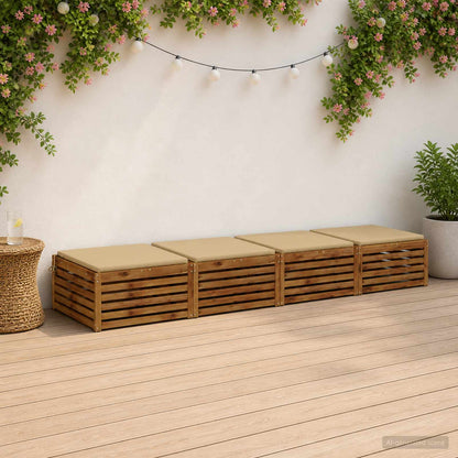 Seat Cushions SOEST 100% Polyester Anthracite 4 pcs Height 3 cm Width 80 cm Beige (polyester)