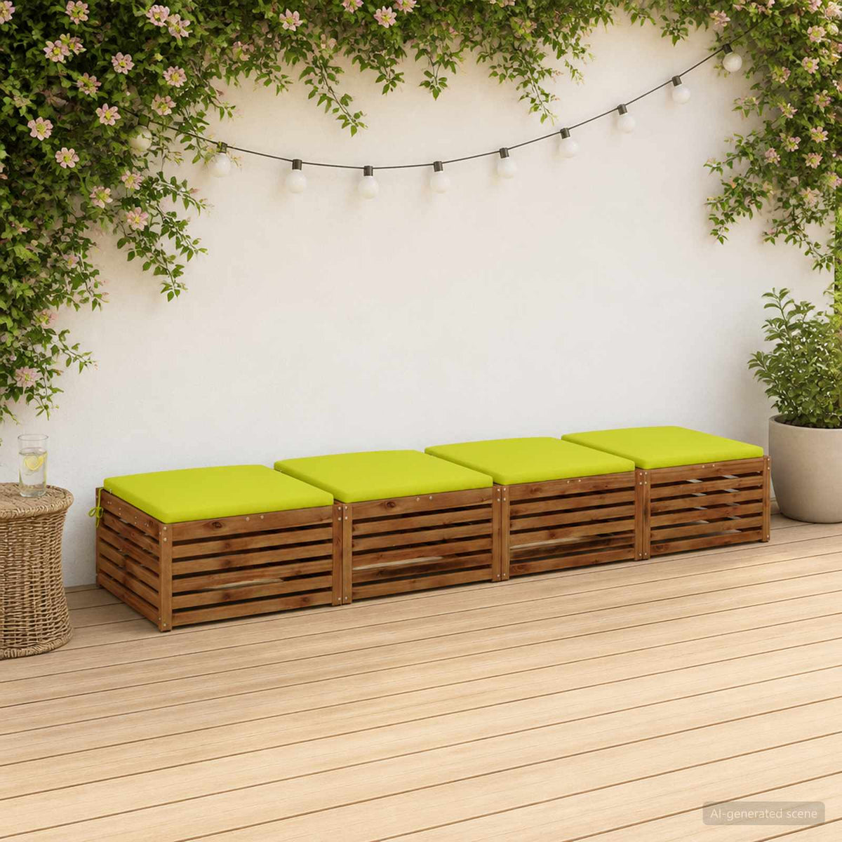 Seat Cushions SOEST 100% Polyester Anthracite 4 pcs Height 3 cm Width 80 cm Bright green (polyester)