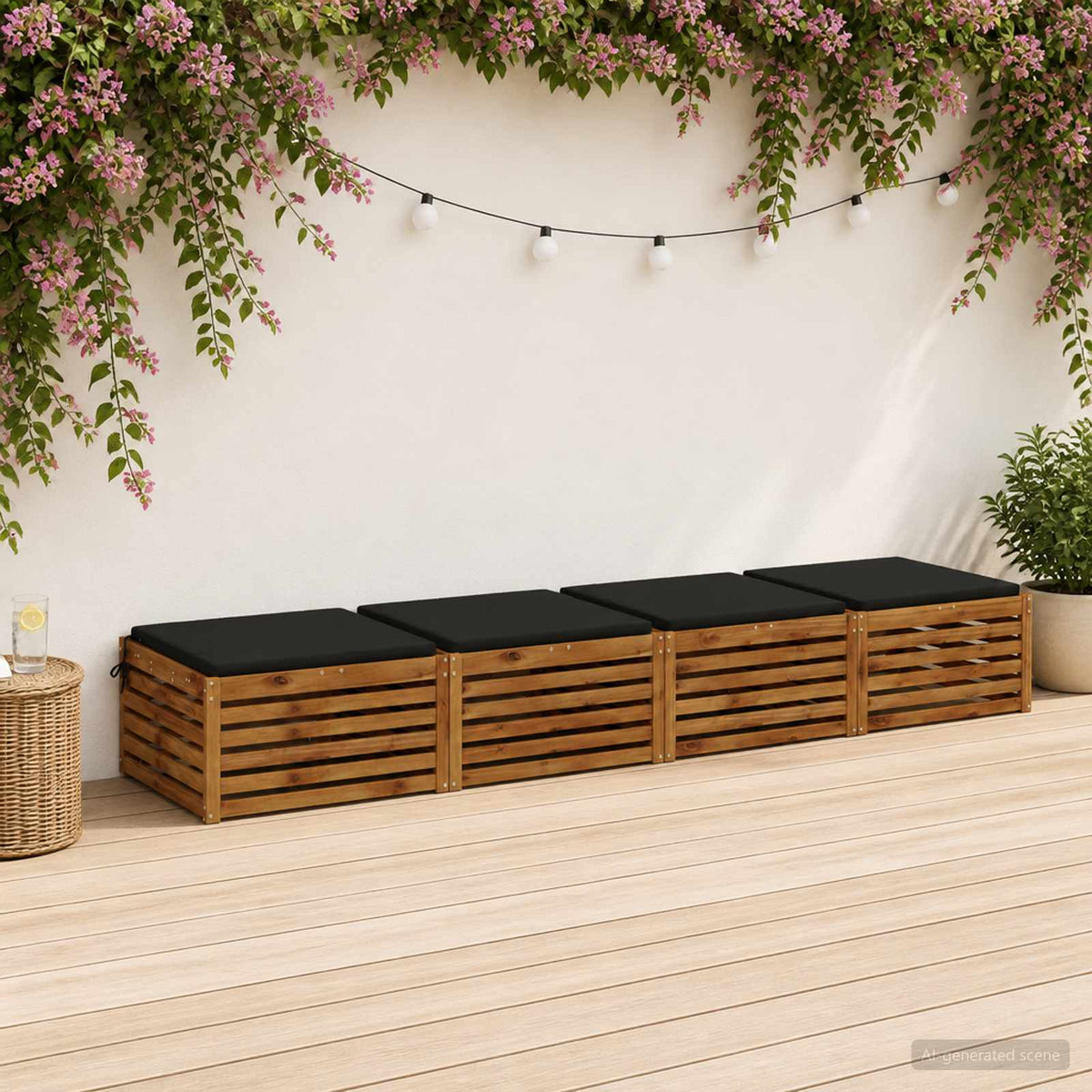 Seat Cushions SOEST 100% Polyester Anthracite 4 pcs Height 3 cm Width 80 cm Black (polyester)