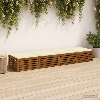 Seat Cushions SOEST 100% Polyester Anthracite 4 pcs Height 3 cm Width 80 cm Cream (polyester)