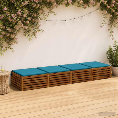 Seat Cushions SOEST 100% Polyester Anthracite 4 pcs Height 3 cm Width 80 cm Light Blue (polyester)