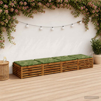 Seat Cushions SOEST 100% Polyester Anthracite 4 pcs Height 3 cm Width 80 cm Leaf design (polyester)
