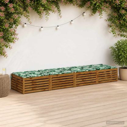 Seat Cushions SOEST 100% Polyester Anthracite 4 pcs Height 3 cm Width 80 cm Leaf pattern (polyester)