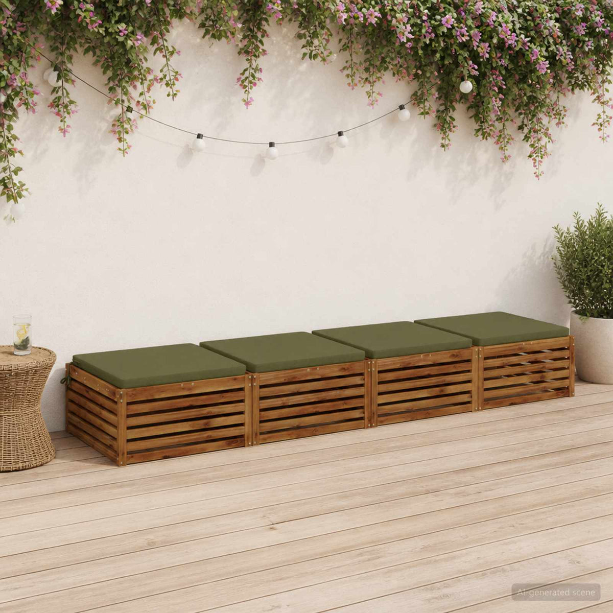 Seat Cushions SOEST 100% Polyester Anthracite 4 pcs Height 5 cm Width 80 cm Olive green (melange)