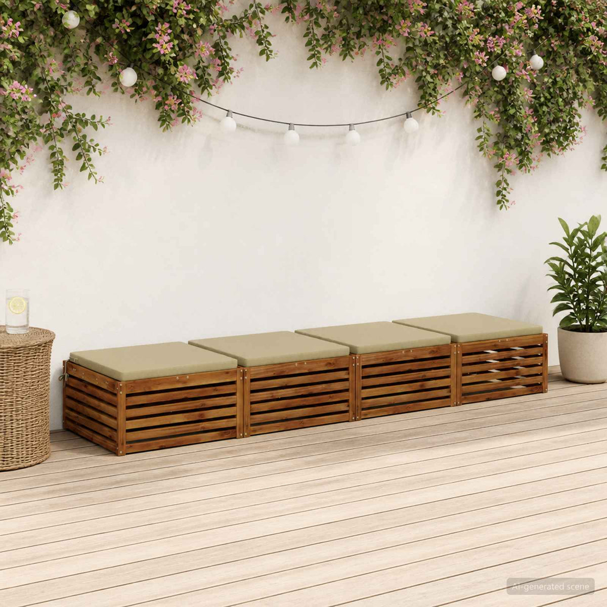 Seat Cushions SOEST 100% Polyester Anthracite 4 pcs Height 5 cm Width 60 cm Light green (melange)