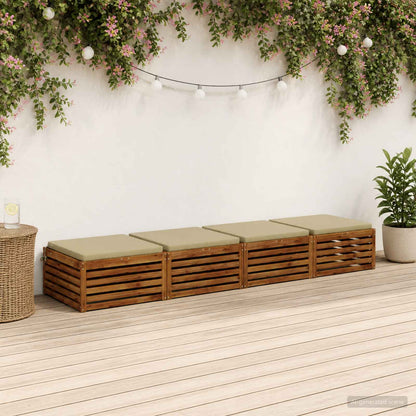 Seat Cushions SOEST 100% Polyester Anthracite 4 pcs Height 5 cm Width 60 cm Light green (melange)